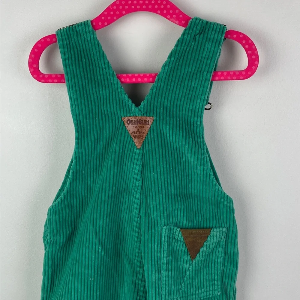 Vintage Osh Kosh B'Gosh Pony Express Green Corduroy Vestbak Overalls